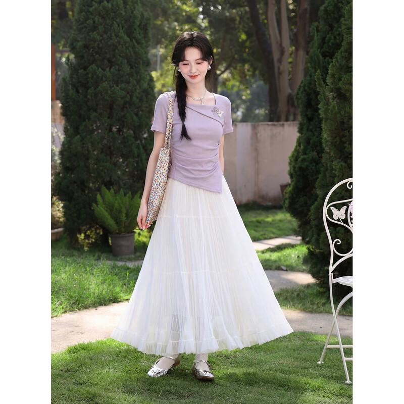 Women's French Style Oblique Shoulder T-Shirt