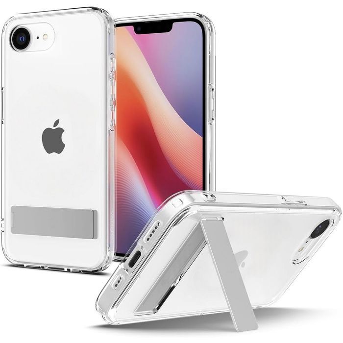 Coque de protection - BOOLING - pour iPhone 16e - Silicone Transparent - Support Rotatif - Antichoc