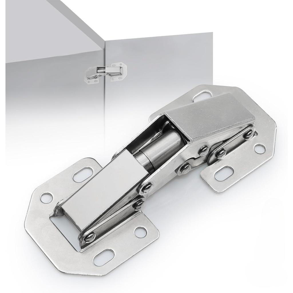 2-Pack Hidden Hinges for Cabinet Doors Frameless,90 Degree Concealed Cabinet Hinges, Surface Mount Hinges