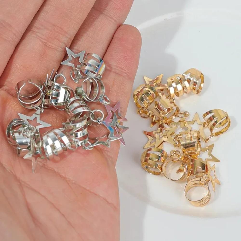 10 Stück Haarflechten Dreadlocks Perlen Dreadlocks Haarflechtringe Ausgehöhlter Haarring Dekor