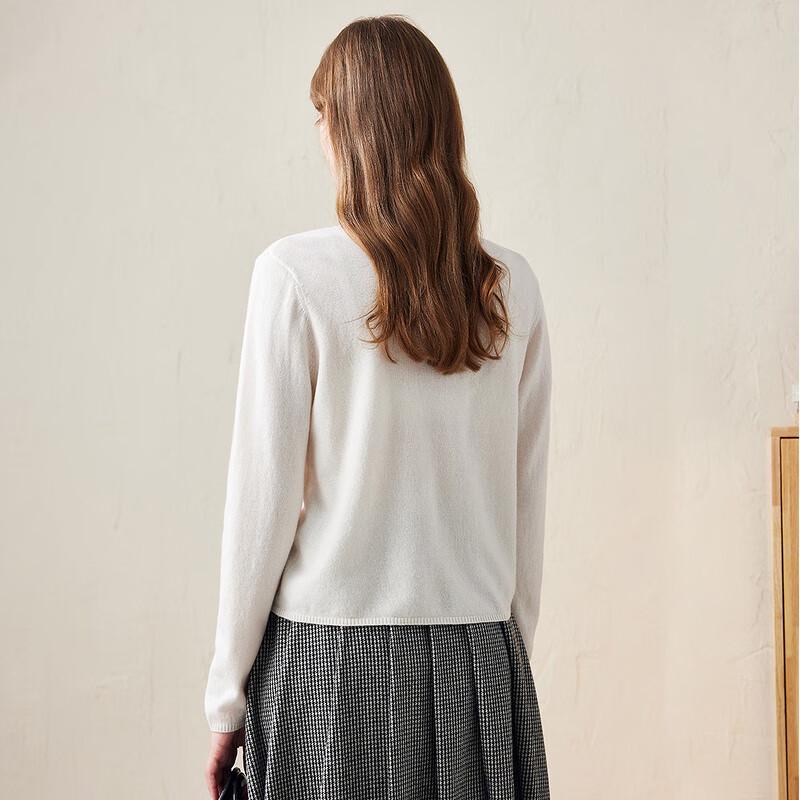 Kommon Boca Women's Round Neck Pure Wool Cardigan