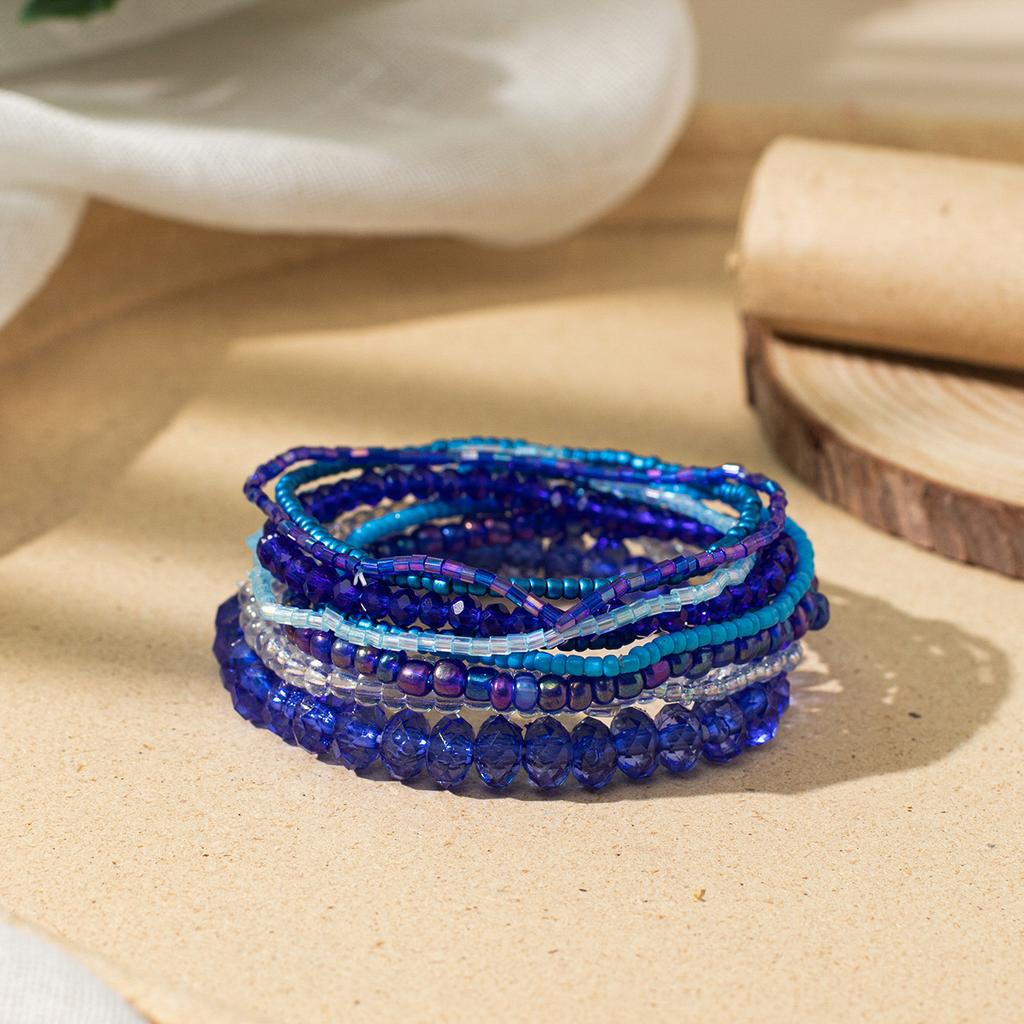 Boho Perlenarmband Instagram-inspiriert Nischenstil Farbblock-Stapelarmband-Set