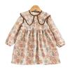 Spring Autumn Little Girls' Korean Style Princess Dress with Doll Collar and Flare Sleeves