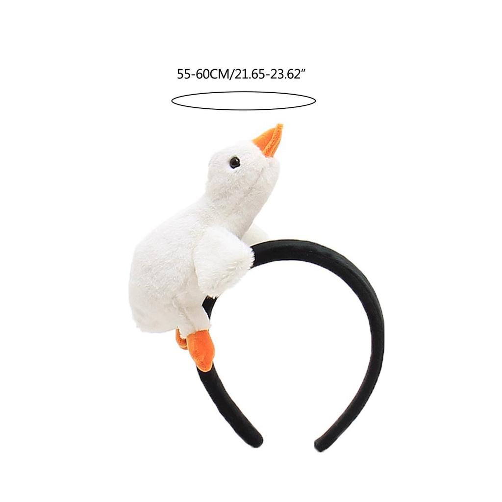 Cute 3D White Goose Headband Makeup Hair Hoop Stuffed Plush Duck Doll Animal Hairband Hair Accessories for Women Kids