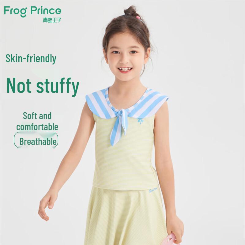 Girls  Printed Split Sleeveless Swimsuit 120