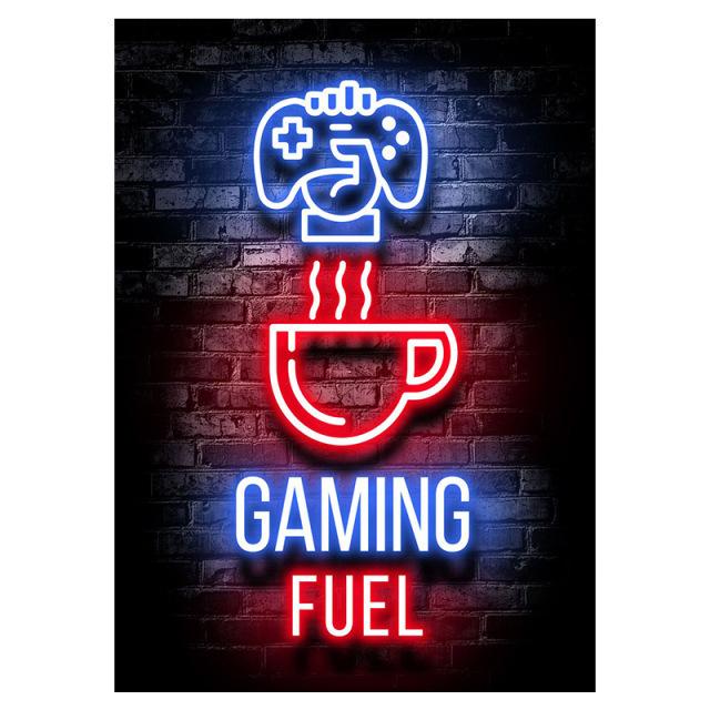 Gamepad Neon Canvas Painting Glowing Text Picture Decoration Poster Gift Living Room Wall Art Prints Modern Home Decor Aesthetic No Frame