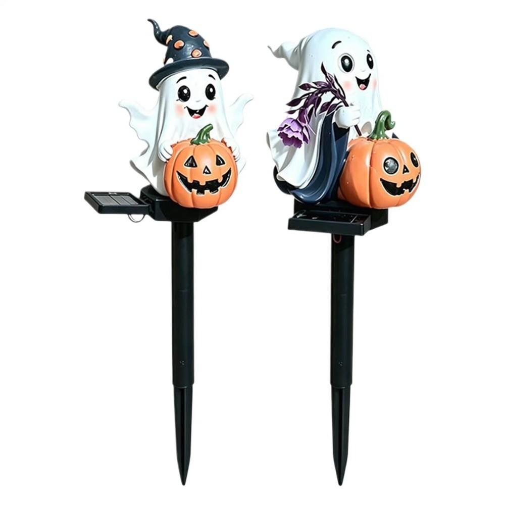 Resin Figurine Solar Halloween Lights Cute Garden Stake Light Solar Ghost Pumpkin Lights Outdoor