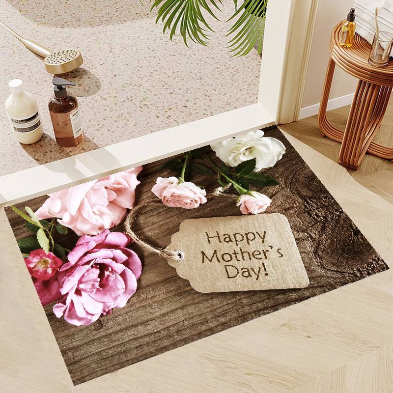 Mother's Day Theme Floor Mat Door Mat Washable Non-Slip Living Room Sofa Chairs Area Mat Kitchen Doormat Area Rug KId Play Mats