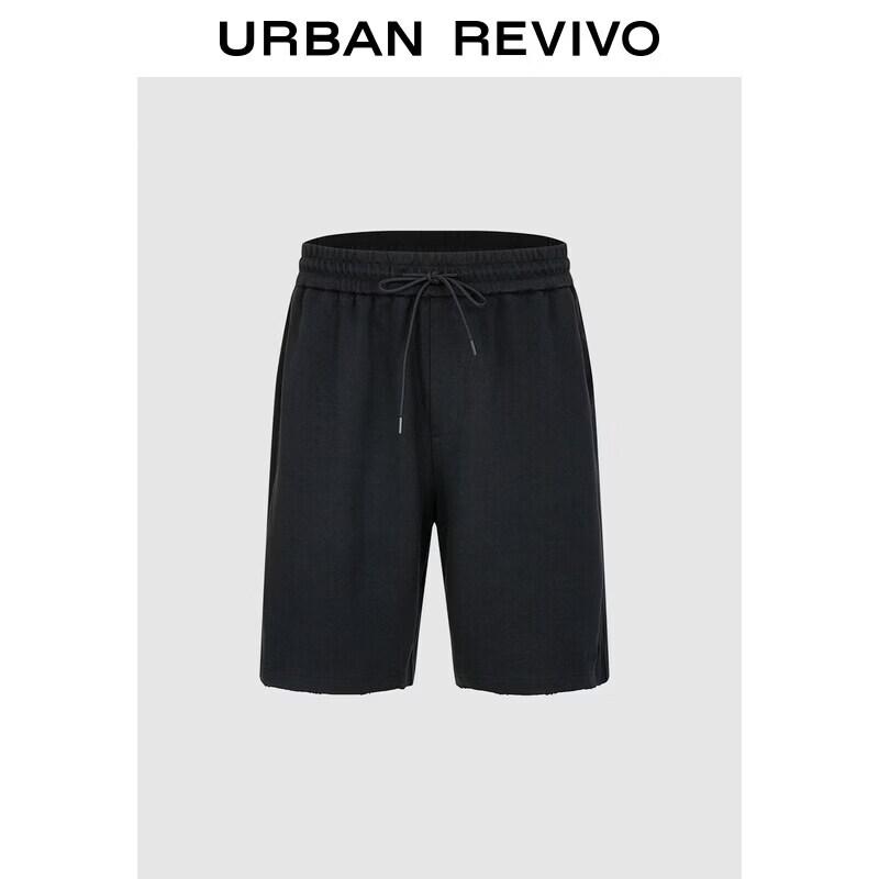 UR2026 Men s Cotton Drawstring Raw Hem Shorts 30
