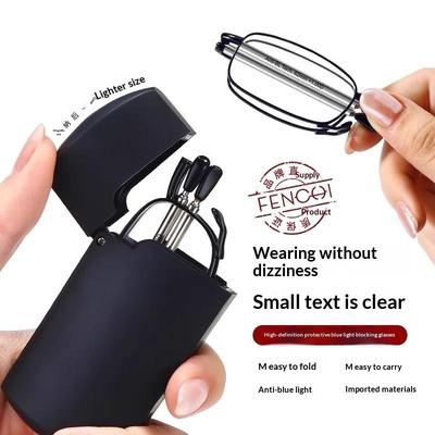 Foldable Reading Glasses +1.00 To +4.00 Strength Men Women Anti Blue Light Farsightedness Eyewear With Case