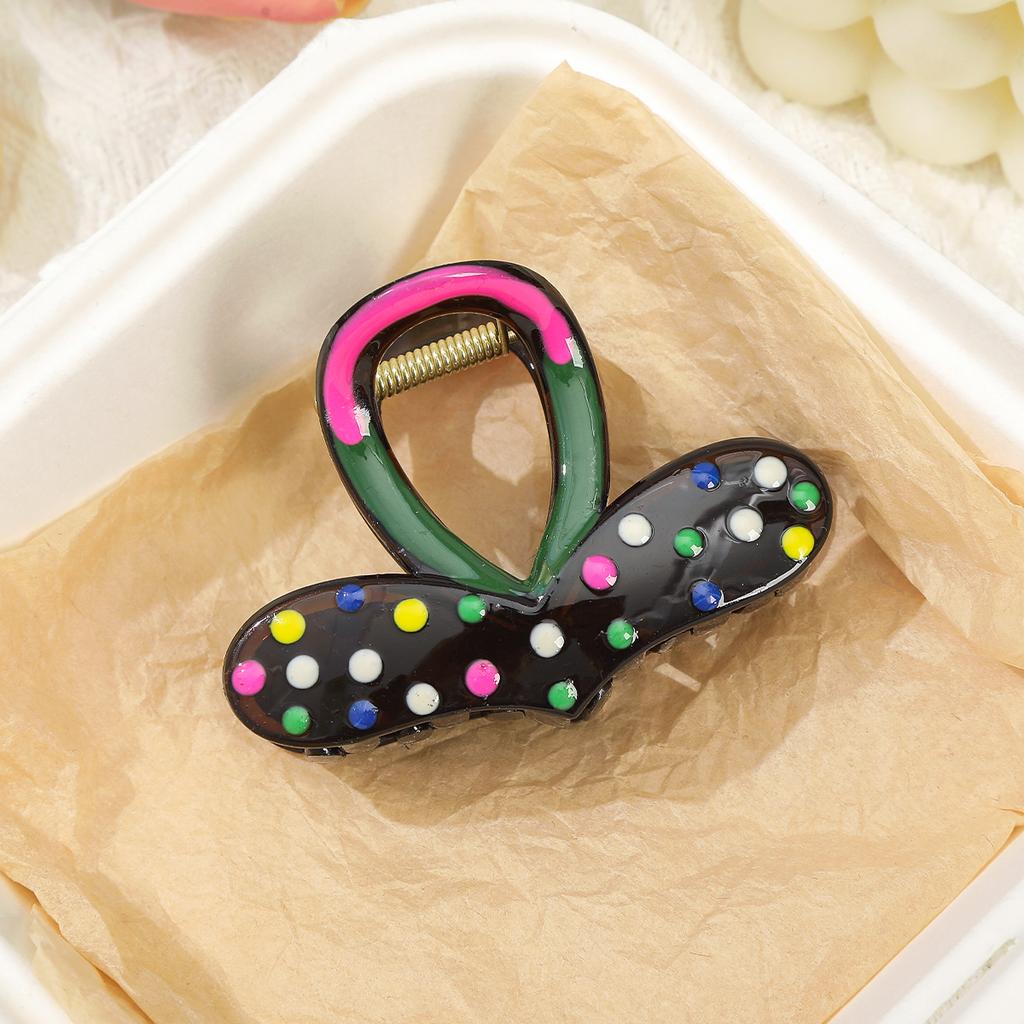 AWAYTR Dazzling Polka Dots Heart Hair Claws Acrylic Hair Clips Crab For Women Girl Gift Hair Accessories Valentine Headwear