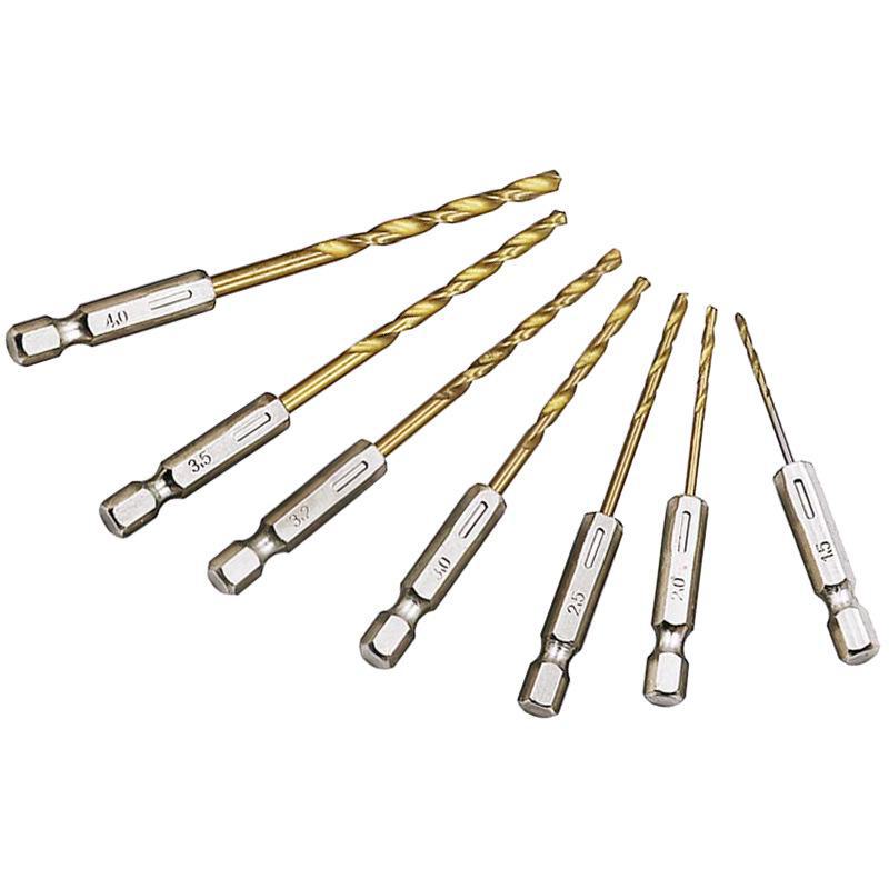 Titanium Drill Bit Set for Electric Screwdriver, 13pc Hex Handle Twist Drill, High-Speed Steel, Cross-Border, 1.5-6.5mm
