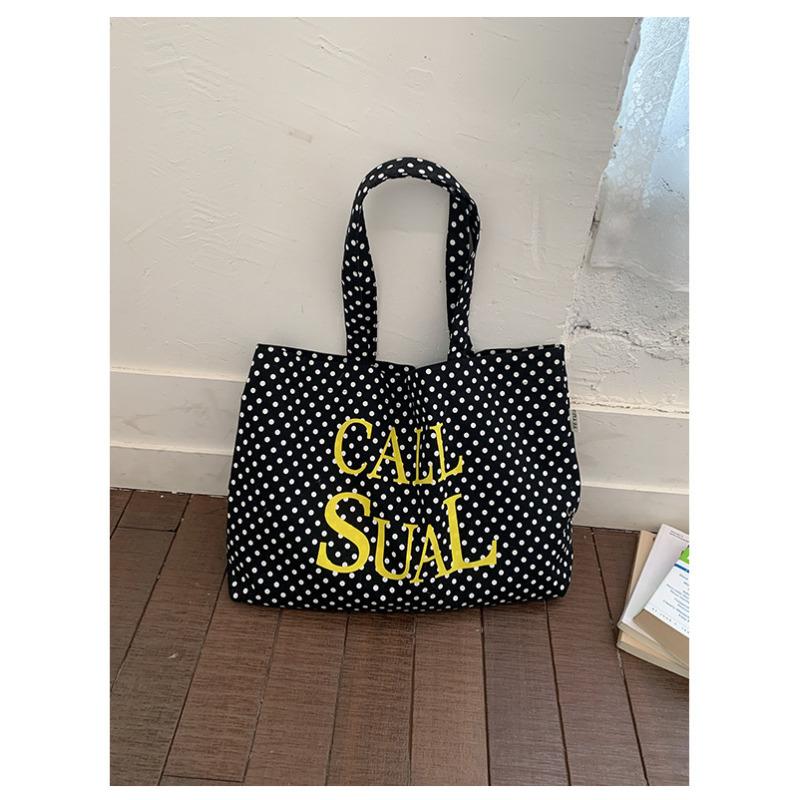 

Korean Style College Stripe Letter Tote Bag Large Capacity Canvas Shoulder Bag for Students KTB