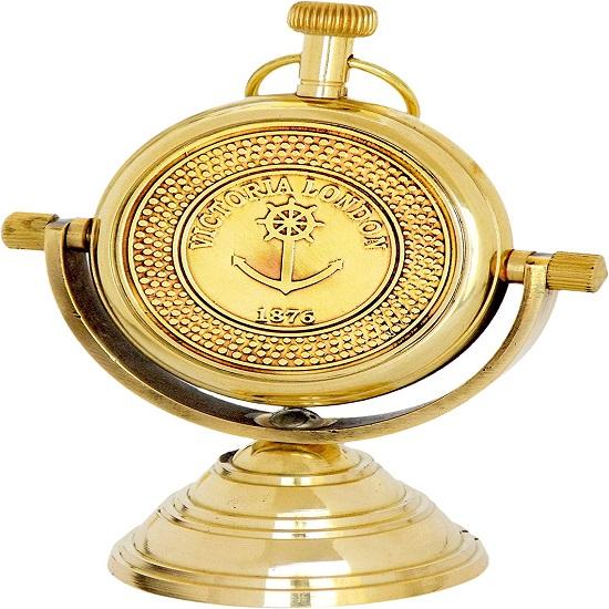 Nautyczny Mosiężny Zegar Stołowy Biurkowy Półkowy Wykończenie Postarzane do Łazienki, Sypialni, Lada Recepcyjna