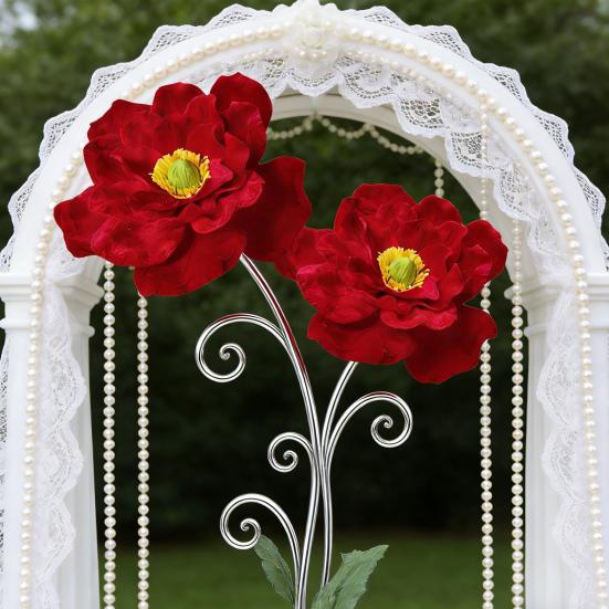 Large Velvet Artificial Magnolia Flower Christmas Faux Red Poinsettia Flower for Wedding Party Christmas Home Decor