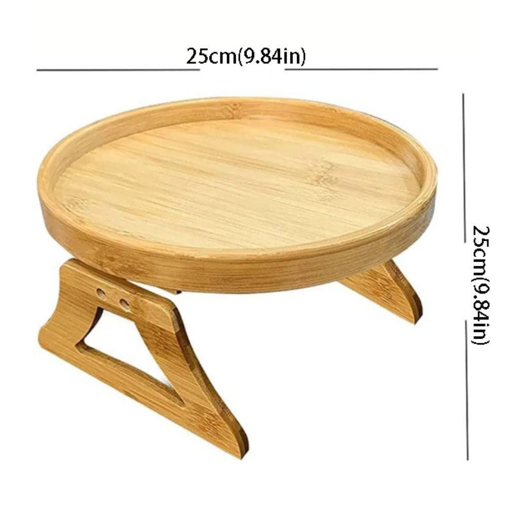 Foldable Sofa Tray Natural Wooden Clip-On Tray Coffee Table Sofa Side Table  Remote Control Storage