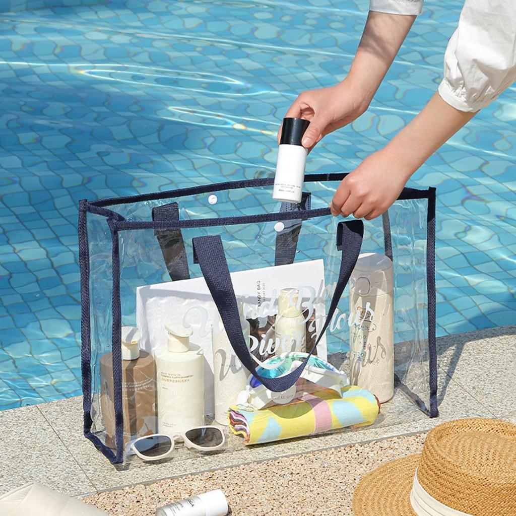 Waterproof Cosmetic Bag Fashionable Summer Storage Shoulder Bag Large Transparent Tote Bag For Women Swimming Beach