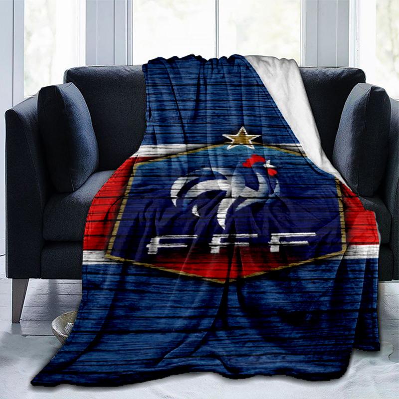 Frankreich Fußballverein Wappen Aufgedruckte Decken Weiche Flanelldecken für Sofa Bett Geschenke für Männer Frauen Picknickdecke Weihnachtsgeschenke 75x90cm