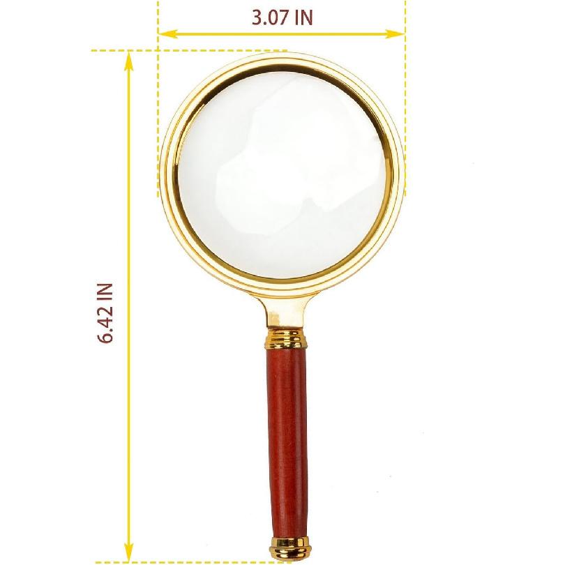 10X Handhållen förstoringsglas, Läsförstoringsglas Luppglasögon 10X med Palisanderhandtag för Bok- och Tidningsläsning, Insekt- och Hobbyobservation,