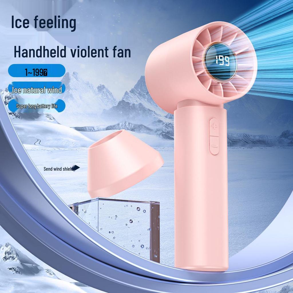 New T-12 Mini Handheld Fan: USB Charging, 100-Speed Digital Display, High-Speed Silent Turbine