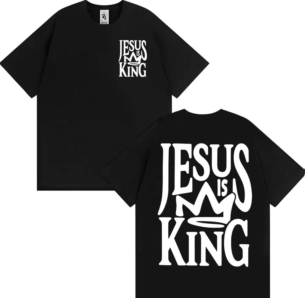 Jesus Is King Oversized Vintage Christian Print Unisex Gothic Retro Soft Cotton Crew Neck Unisex And Unisex Comfortable TShirt