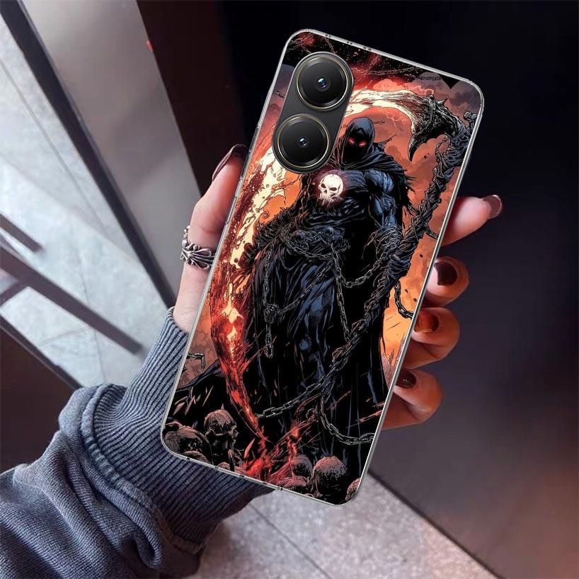 Death Grim Reaper Skull Scythe Phone Case For Xiaomi Poco X5 X6 X7 Pro F7 Ultra M7 Redmi 15C 15 13C 13 12C 12 10 10C 10A 9 9C 9T