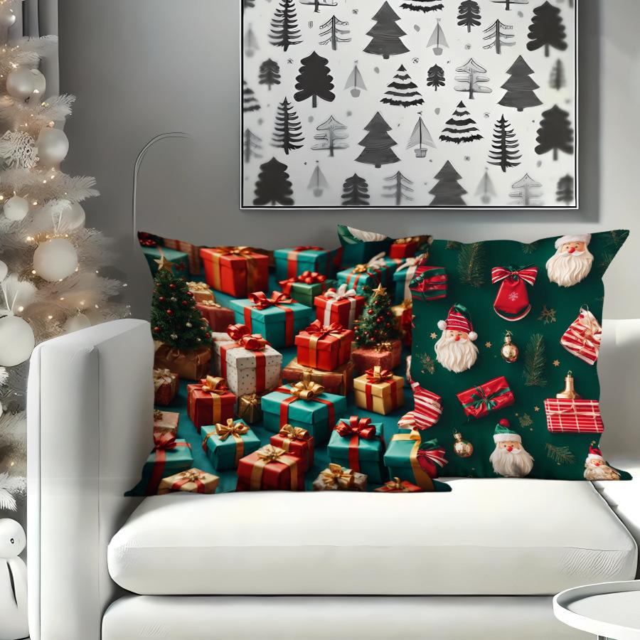 Christmas Pillow Cover Holiday Decoration Realistic Sofa Cushion Cover Bedroom Pillow