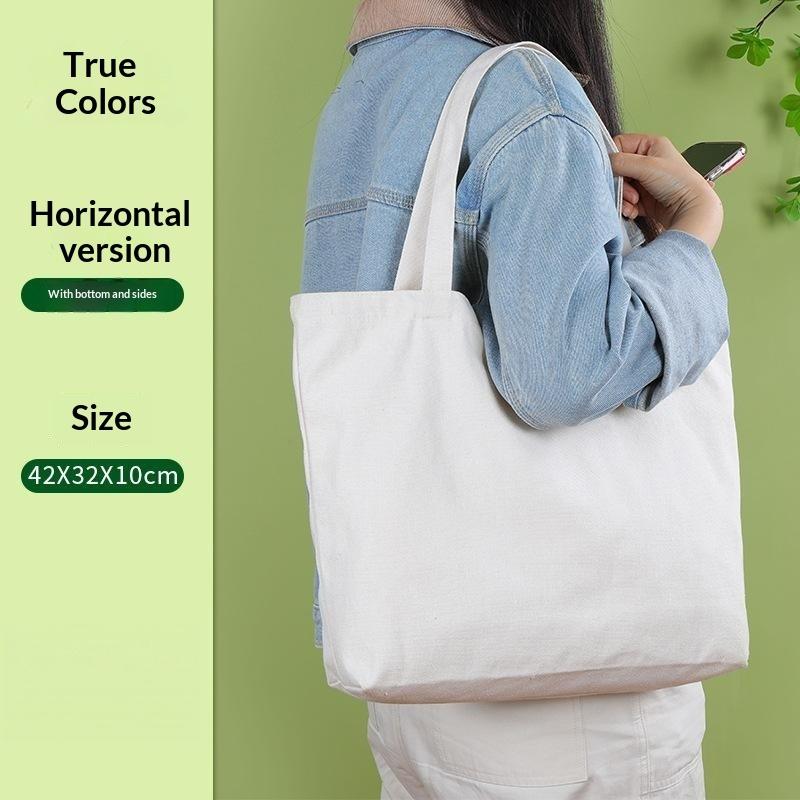 1Pcs Blank Single Shoulder Bag Canvas Shopping Bag Handheld Cotton Cloth Student Tote Bag For Shopping