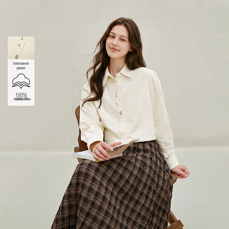 INMAN Women s Embroidered Xinjiang Cotton Long-Sleeve Shirt M