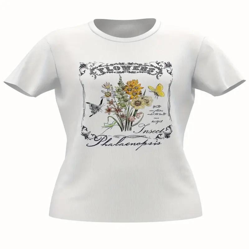 Letter & Car Print T-Shirt Harajuku Casual Short Sleeve Crew Neck Sport Aesthetic Clothes Summer Women'S Graphic T Shirts Gifts