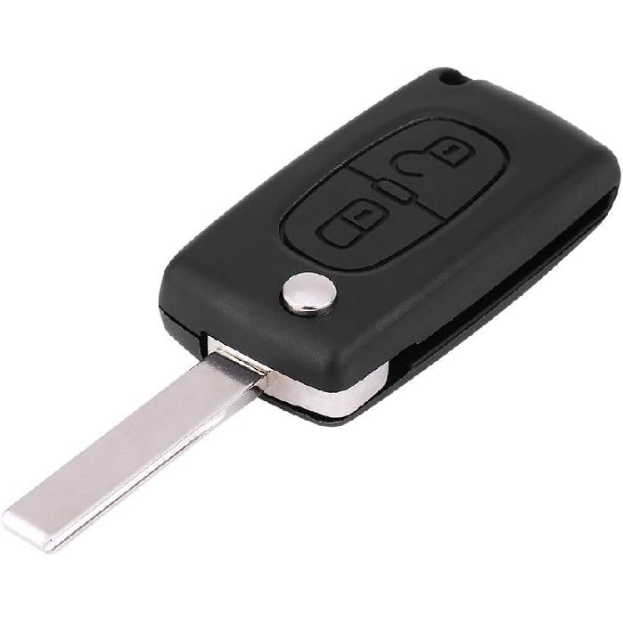 

Qiilu Keyless Entry Remote Control Key, 2 Buttons Car Ignition Key Fob 433MHz with Uncut Blade for 207 307 308 407 807