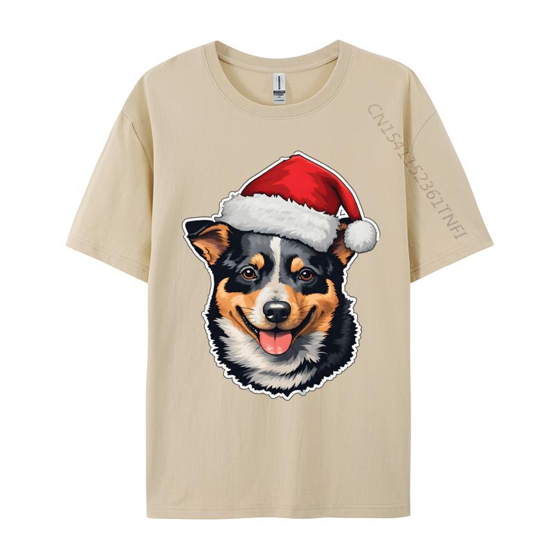 Christmas Australian Cattle Dog TShirt Kawaii Style Winter Tops Tees For Men Special 100 Cotton Fabric