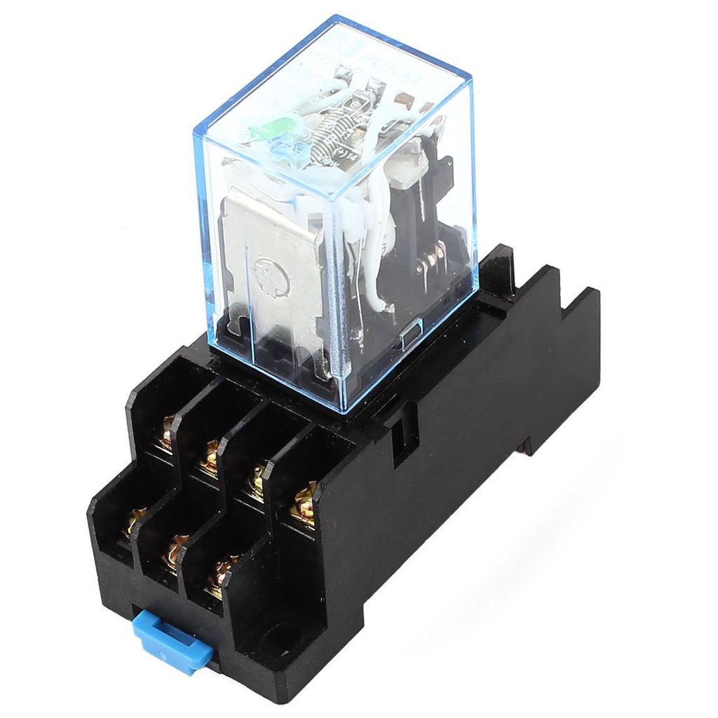 Base 2 Pcs AC 110//120V 5A Coil 35mm DIN Rail 4PDT 14Pin Power Relay