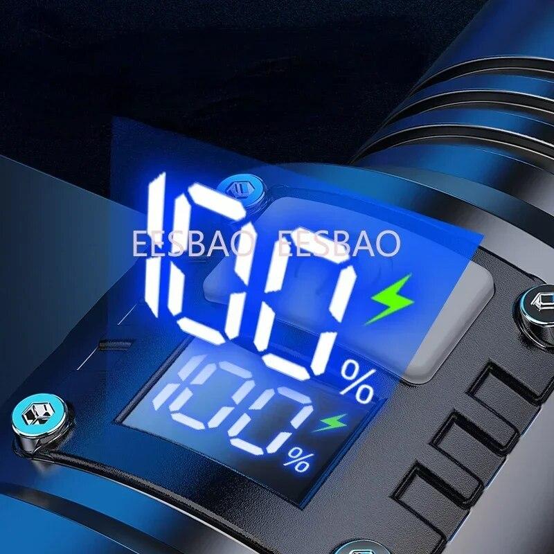 10000LM Kraftfull LED 10000mah Ficklampa Laddning Teleskopfokus Fjärrkontroll Lång Stark Hand Lampa Laser Camping Ficklampa Zoom Display