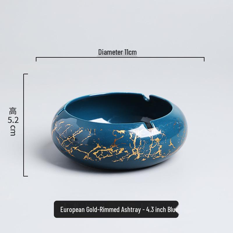 Luxury Gold-Plated Ceramic Ashtray for Home or Office
