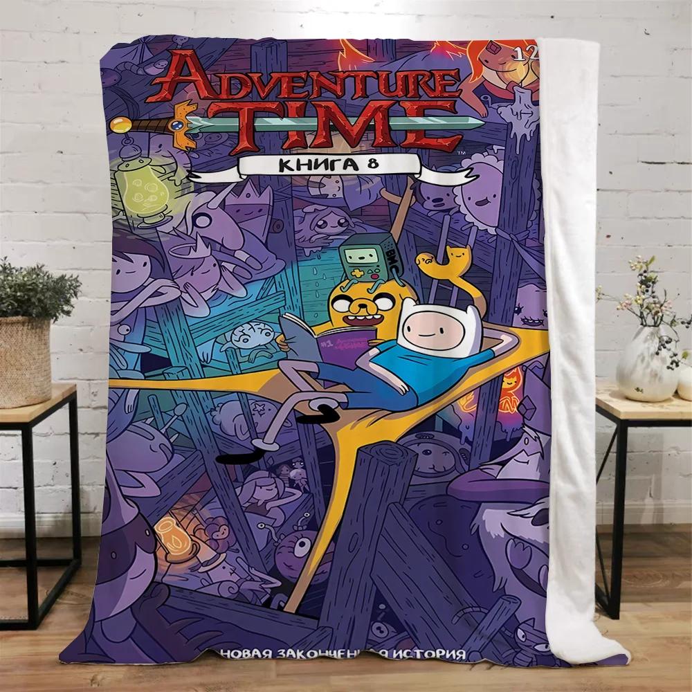 Adventure Time Coperte Spesse per l'Inverno Coperta Letto Lavorata a Maglia a Quadri Casa e Decorazione Biancheria da Letto in Microfibra Asciugamano da Spiaggia Coperta per Riposo