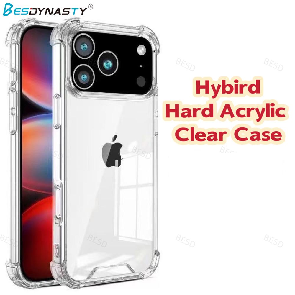Hybrid Hard Acrylic Clear Case for iPhone 17 17 Air 17 Pro Max 16 15 14 13 12 11 ProMax Airbag Shockproof Transparent Back Cover
