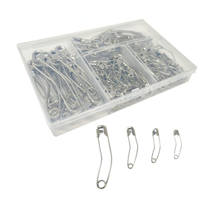 Versatile 160pcs Curved Safety Pins Stainless Steel Quilting Basting Pins with Plastic Storage Box Art And Craft Tools
