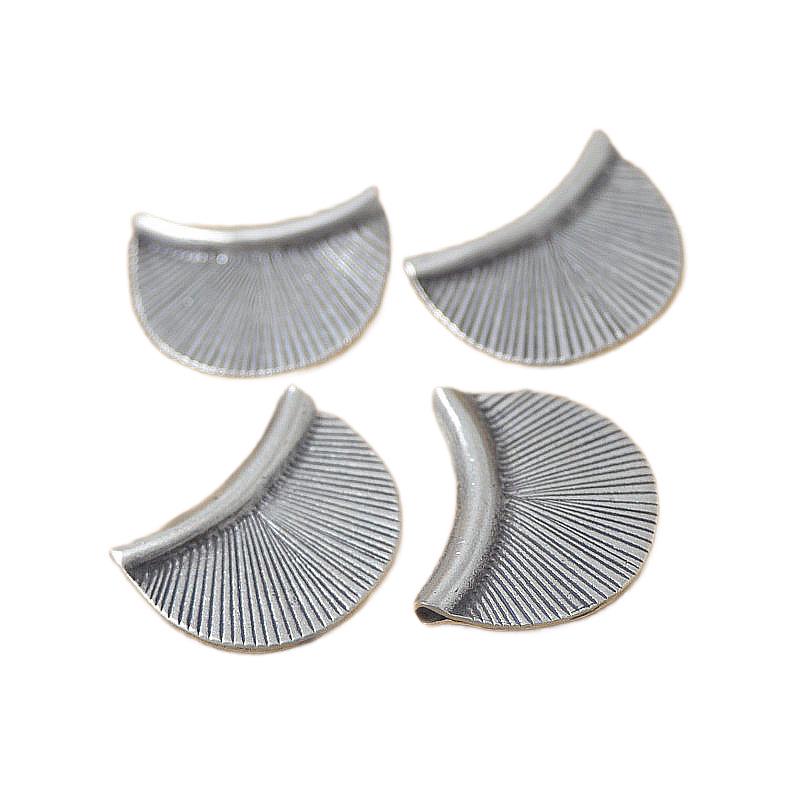 Thai Handmade Silver Fan-Shaped Spacer Beads - Pure Silver DIY Bracelet & Necklace Retro Ornaments
