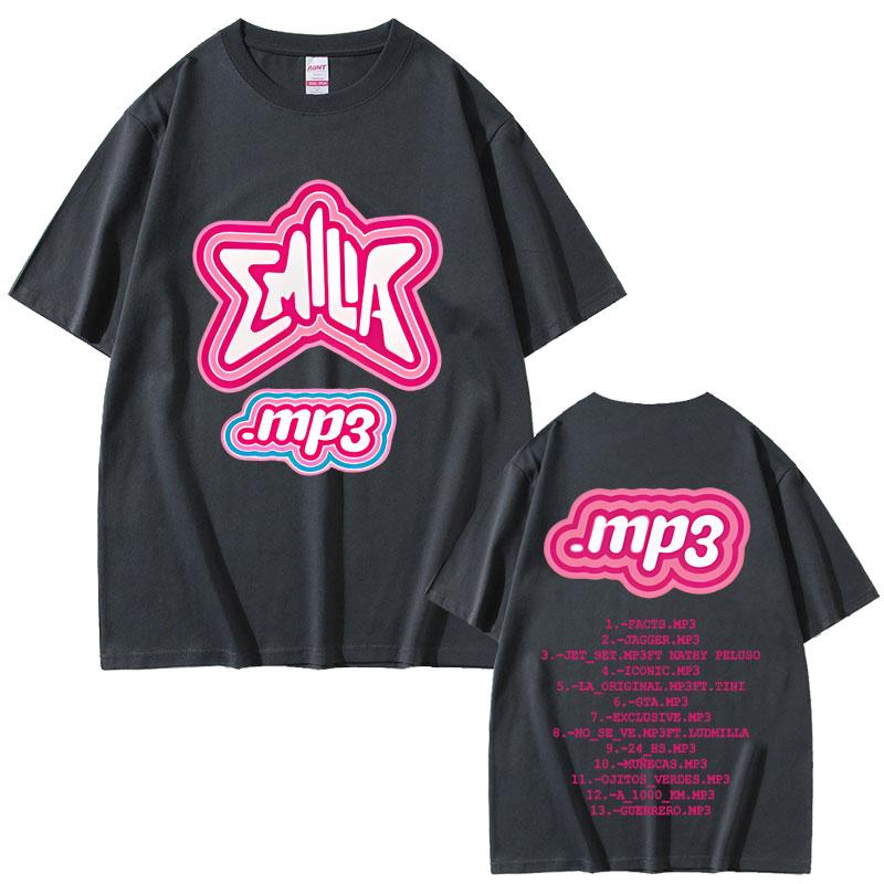 2025 Summer Singer Emilia Mernes MP3 Tour Print Tshirt Male Men Women Hip Hop Oversized Crewneck T Shirts Mens Vintage Tees