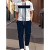 3D Navy Anchor Pattern Men's Set Summer Crew Neck Short Sleeve Shirt With Casual Trousers Two-Piece Set Casual Men's Set
