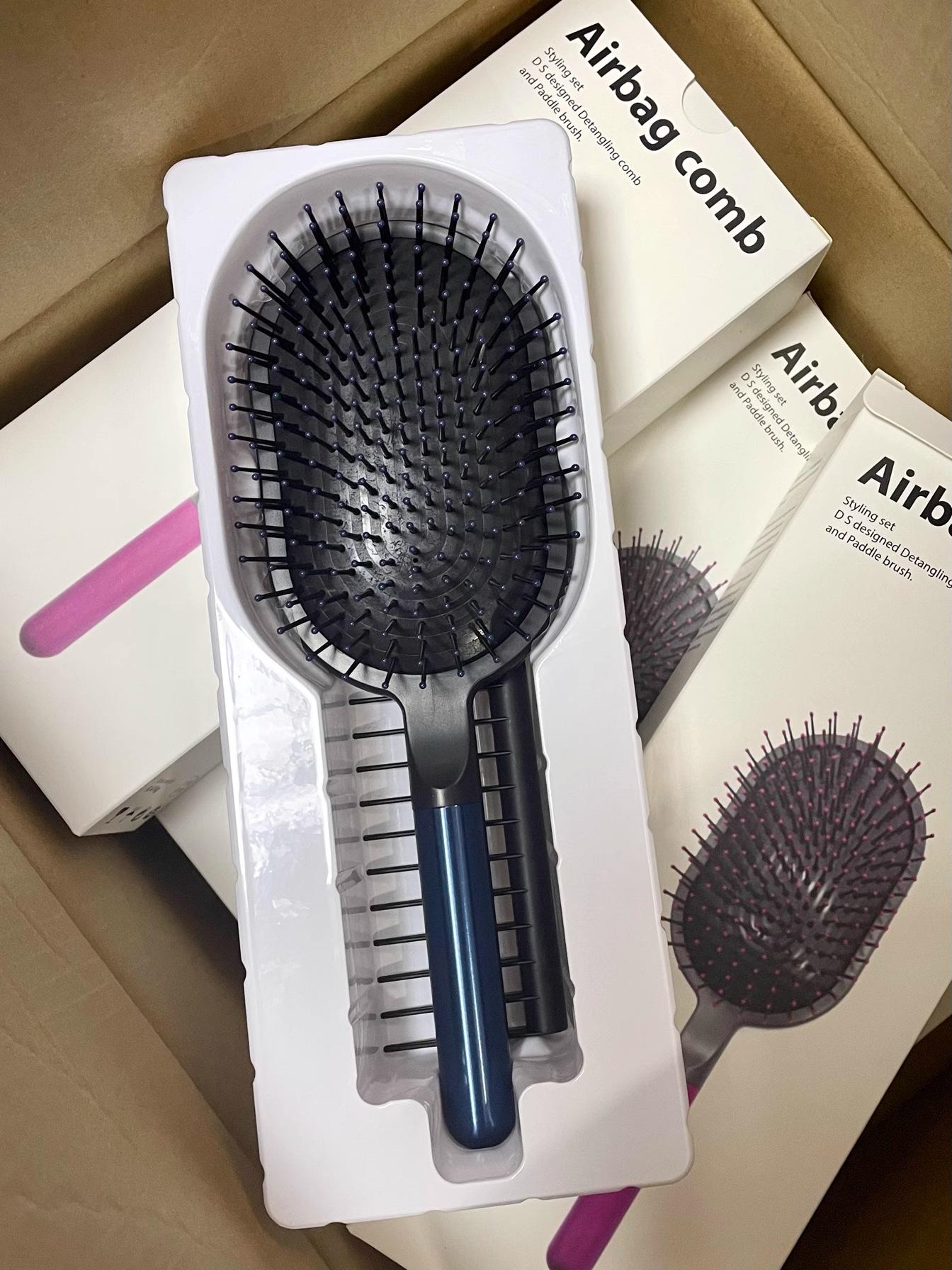 

Двусторонняя расческа для укладки волос: Портативная укладка и массаж для влажных или сухих волос Cushion Brush синий