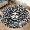 Sketch Medusa Whale Dragon Round Area Rug,Carpet Rug for Living Room Bedroom Sofa Playroom Decor,Non-slip Floor Mat