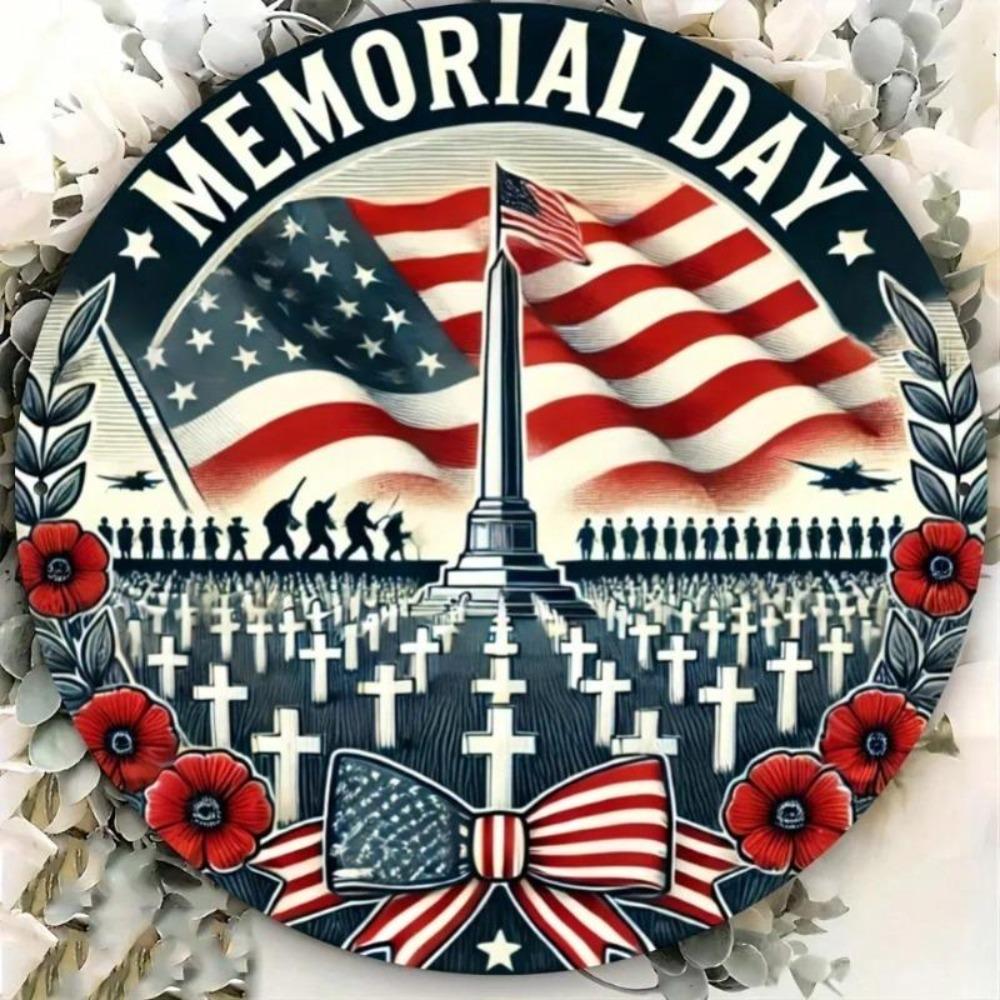 Patriotic American Flag Soldier Metal Tin Sign Memorial Day Decor Outdoor Waterproof Rustproof