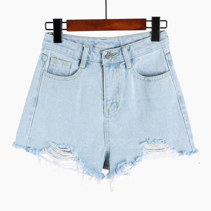 Kalhoty Klasická a minimalistická móda Všestranné Nepravidelný Surový okraj S vysokým pasem Dámské Letní Roztrhané Volné Široké džínové šortky Individualita