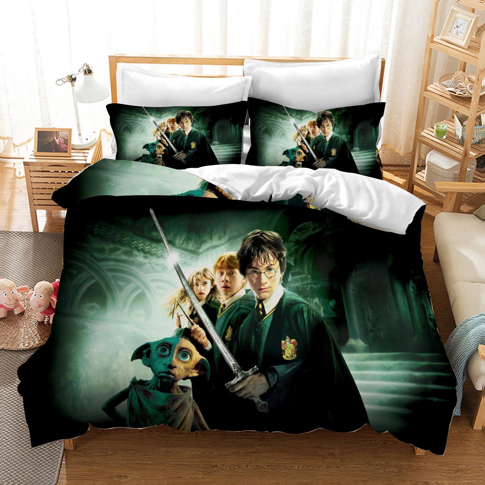 

Гаррі Поттер Поліестеровий Набір Постільної Білизни Підковдра Розмір Queen Бавовна Милий Принт Мультяшна Наволочка Підходить Для Дітей 140x210cm