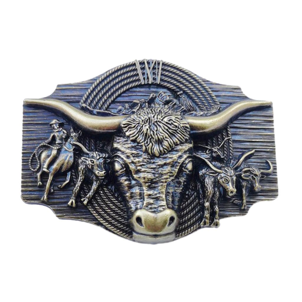 Western Cowboy Belt Buckle Ox Head Belt Buckle Ox Head Pattern Carved Belt Buckle Men Belt Accessories