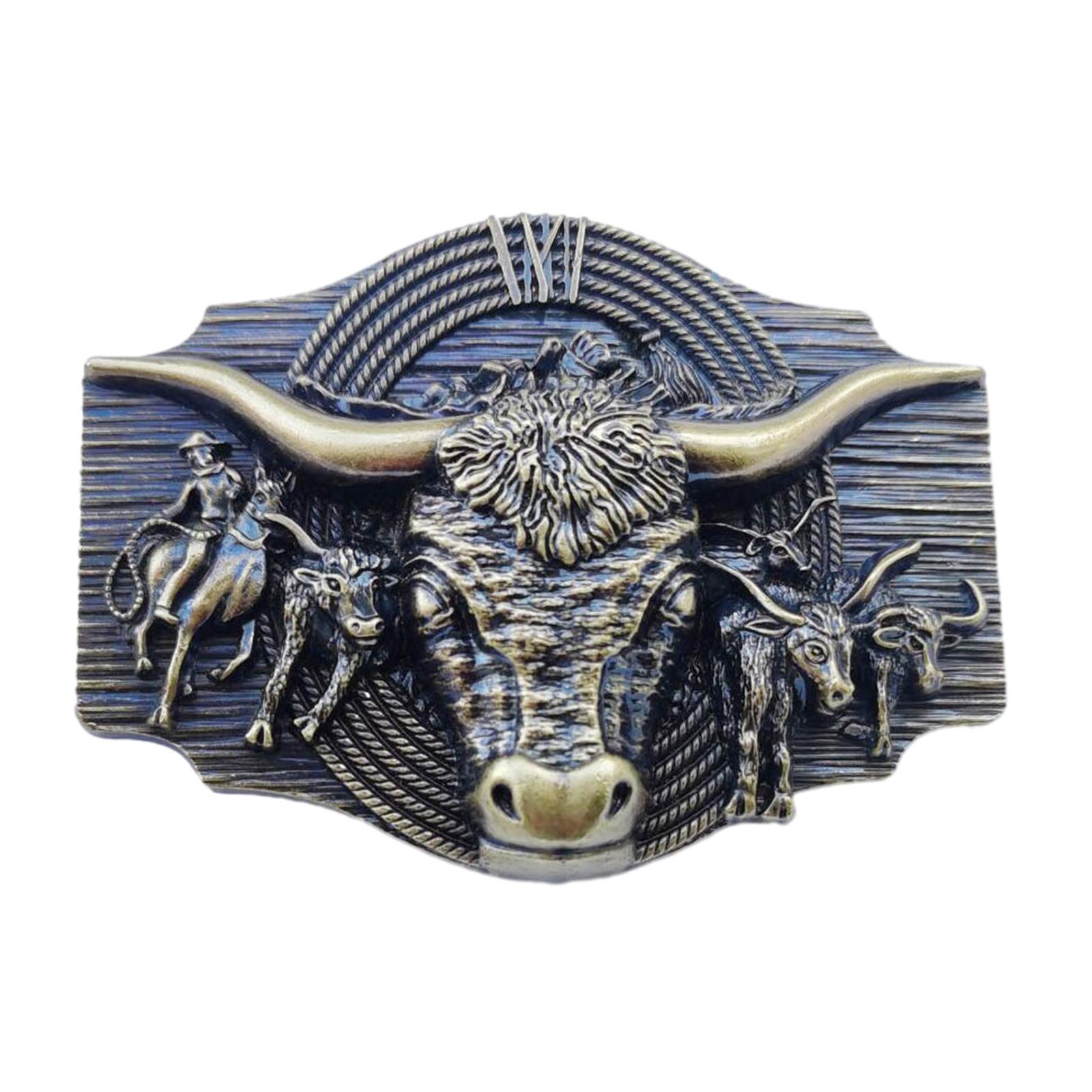 

Пряжка для ремня в стиле западного ковбоя, пряжка для ремня с головой быка, резная пряжка для ремня с узором головы быка, мужские аксессуары для ремня B