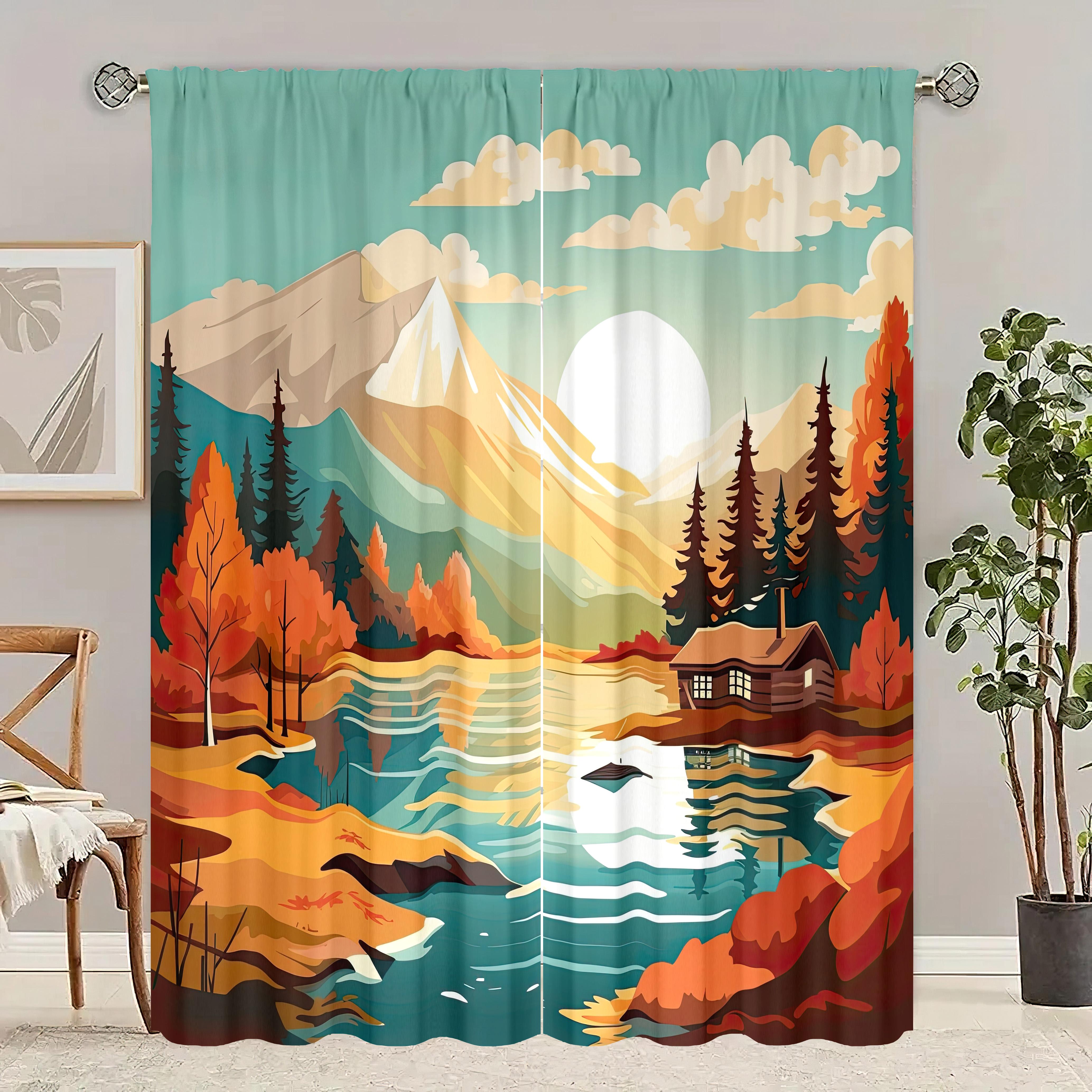 

Two pieces pieces - Customizable pattern size - Printed drapes panel panel - Polyester material - Bedroom, living room, study 30inchx65inchx2Pcs