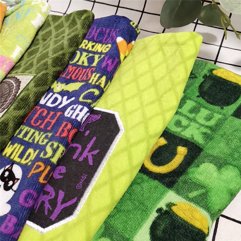 1Pc 39x64cm Halloween Series Pumpkin Skull Printed Cotton Cleaning Cloth Kitchen Hand Tea Towel Party Gift